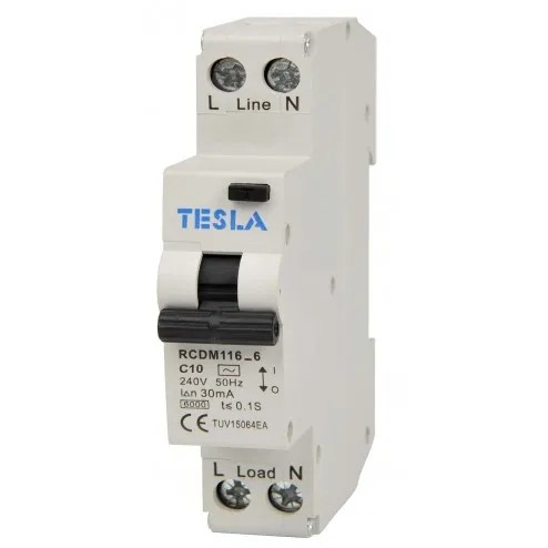 Tesla A Style RCD/MCB - 1 Pole 6kA 10A