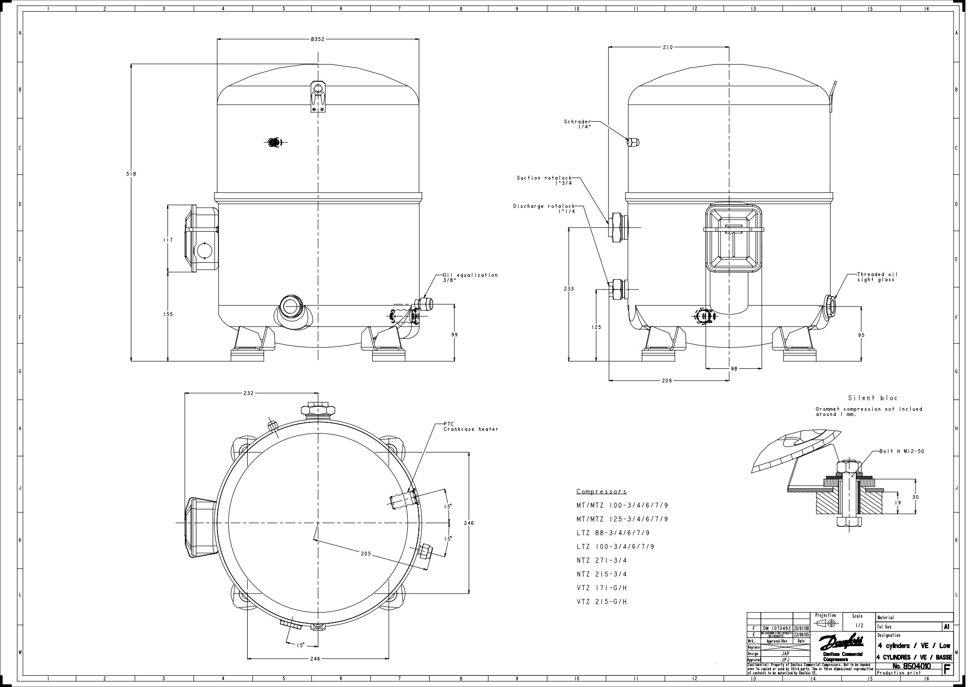 Compressor - Maneurop - 8.3 HP - 380-420V/3/50Hz